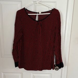 Old Navy Red and Black Geometric Blouse